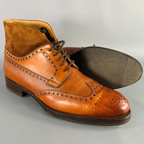 PHINEAS COLE Size 7.5 Tan Perforated Leather Wingtip Boots main image 7